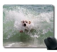 Mouse pad personalizzato, Cute Dogs, Dog Wave Surf Water Beach Gioca a Wet Animal World, cani Tappetino per mouse da gioco