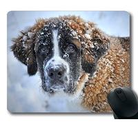 Mouse pad personalizzato, Mouse pad personalizzato Cane divertente, Cane Snow St Bernard Cane Inverno Animale domestico Pelliccia, cani Tappetino per mouse da gioco
