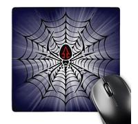 Mouse Pad Ragno Vedova Nera in Una Ragnatela su Sfondo Bianco-Blu Lavabile Tappetino Scrivania Pulire Mouse Mat per Pc Computer Ufficio 25X30Cm