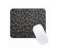 MOUSE PAD SELENCIA in ecopelle Sabi con stampa leopardata - 20 × 24 cm -, Superficie liscia, base antiscivolo, impermeabile, spessore 4mm, facile da pulire, senza cuciture, Grigio, Nero