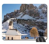 Mouse Pad, South Tyrol Dolomites Chapel Val Gardena Yoke Tappetino Mouse Bordi Cuciti Gaming Pad Antipolvere Tappetino per Il Mouse da Gioco per Laptop Casa 25X30Cm