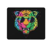 Mouse Pad Tigre Colorata Che Indossa Occhiali Pulire Mouse Mat Confortevole Tappetino Scrivania per Mac Laptop Ufficio 25X30Cm