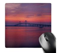 Mouse Pad USA Newport, Il Ponte di Newport al Tramonto Bordi Cuciti Mouse Mat Multifunzione Desk Mat per Laptop Gaming Computer Portatile 25X30Cm