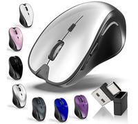 Mouse per MacBook Bluetooth Wireless Mouse Laptop MacBook Air Mac Pro Silenzioso Ricaricabile PC iPad Mouse Ottico con Jiggler Dual Mode Switch Bluetooth 5.2/3.0 e 2.4GHz USB Type-C Receiver SILVERY