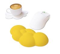 Mouse Poggiapolsi, ZIYOU LANG Cloud Tastiera Poggiapolsi, Tappetino Ergonomico per Mouse Supporto per Polso con Sottobicchiere, Base Antiscivolo, Poggia Palmieri per Computer, Laptop, Mouse-Giallo