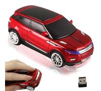 Mouse senza fili a forma di auto 2,4 GHz,ottico 3D silenzioso e portatile, con ricevitore USB, 1200 DPI,per computer desktop, computer portatili, tablet, bambini, studenti, regali (rosso)