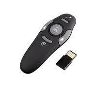 Mouse senza fili con puntatore laser e telecomando per presentazioni, compatto, ergonomico, colore nero, per riunioni e lezioni