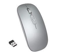 Mouse senza fili del LED, Mouse senza fili del computer portatile, 2.4G USB portatile Mouse senza fili ottico del computer portatile per il computer portatile, Mac, MacBook, Android, PC (argentato)