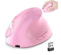 Mouse senza fili rosa ergonomico Bluetooth e USB Dual Mode, mouse verticale silenzioso multi dispositivo Ergo tunnel carpale mouse per Mac/PC/laptop/computer/tablet/iPad/MacBook Air/Pro lavoro ufficio