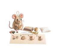 Mouse Sewing Kit | Handmade Craft Set With Fabric Stuffing Buttons Included | DIY Emboidery Project For Creating Decorative Animal Figure Collectibles | Creative Hobby Activity Gift For Beg, Stile B