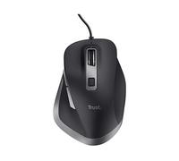 Trust Fyda Mouse con Filo, Design Sostenibile, 600-5000 DPI, 6 Pulsanti, Forma Sagomata, Mouse Ergonomico con Cavo USB 150 cm per Laptop, PC, Computer, Macbook, Ufficio - Nero