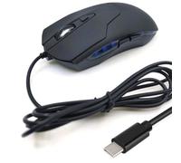 Mouse USB-C cablato, 6 pulsanti, mouse silenzioso per computer, 2400 velocità D-PI, cavo da 1,5 metri/1,5 m, mouse ergonomico di tipo C, luce blu, compatibile con Mac, laptop, desktop, telefono