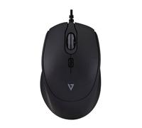 Mouse V7 MU350 USB cablato 2500 DPI nero silenzioso ambidestro impugnature in gomma