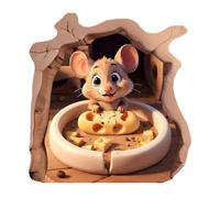 Mouse Wall Decal - Decorative Peel-and-Stick Sticker, Cute Cheese Mouse Illustration, Artistic Locker Accent, Creativee Smooth Surfaces Ornament | Uniquee Fun Wall or Window Display, Long-Tail Decor