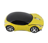 Mouse wireless 2.4G, mini mouse da gioco portatile USB a forma di auto, mouse ottico Plug and Play con ricevitore USB per PC Office per PC tablet(Giallo)
