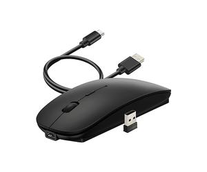 MOUSE WIRELESS AVIZAR WM101C, Collegamento x1 USB-C, forma ergonomica, Nero