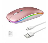 Mouse wireless Bluetooth per Apple MacBook Pro/Air/Mac/iPad ricaricabile | Bluetooth 5.2+USB C+USB A Dual Mode 2.4GHz DPI ottico 800/1200/1600 LED Silenzioso Click per Laptop Chromebook Computer Rosa
