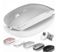 Mouse wireless Bluetooth per MacBook Air Mac Pro Laptop PC Pad Mouse ottico ricaricabile silenzioso con modalità jiggler Dual Mode Switch Mouse Bluetooth 5.2/3.0 e 2.4G USB-A e ricevitore USB-C