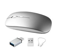 Mouse wireless Bluetooth per MacBook, laptop, iPad, PC, computer - Dual Mode 2.4GHz e Bluetooth 5.2 Mouse silenzioso ricaricabile con adattatore USB-C, DPI regolabile, design ergonomico portatile