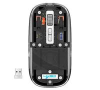 Mouse Wireless BT 2.4G, Mouse da Gioco Bluetooth per Tablet Laptop Mouse Ricaricabili Trasparenti per PC Gamer Notebook Laptop Mouse con Luce RGB (Black)