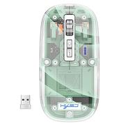 Mouse Wireless BT 2.4G, Mouse da Gioco Bluetooth per Tablet Laptop Mouse Ricaricabili Trasparenti per PC Gamer Notebook Laptop Mouse con Luce RGB (Verde)