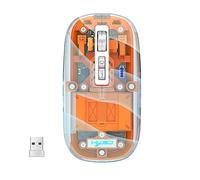 Mouse Wireless BT 2.4G, Mouse da Gioco Bluetooth per Tablet Laptop Mouse Ricaricabili Trasparenti per PC Gamer Notebook Laptop Mouse con Luce RGB (Arancione)