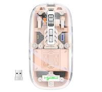 Mouse Wireless BT 2.4G, Mouse da Gioco Bluetooth per Tablet Laptop Mouse Ricaricabili Trasparenti per PC Gamer Notebook Laptop Mouse con Luce RGB (Pink)
