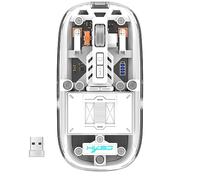 Mouse Wireless BT 2.4G, Mouse da Gioco Bluetooth per Tablet Laptop Mouse Ricaricabili Trasparenti per PC Gamer Notebook Laptop Mouse con Luce RGB (Bianco)