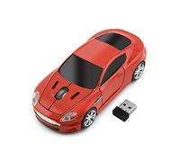 Mouse wireless da 2,4 GHz Mouse da gioco ottico portatile Cool Sport 3D Mouse senza fili a forma di auto 1600 DPI 3 pulsanti con ricevitore USB per PC notebook Computer portatile Mac (rosso)