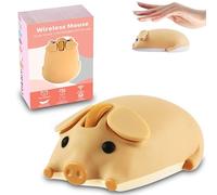 Mouse wireless Dual Mode Bluetooth 5.1/2.4G USB a forma di maiale, 1200 DPI, portatile, senza fili, mouse ergonomico per laptop, PC, iPad, Windows/iOS/Android, regalo per bambini (giallo)