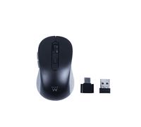 MOUSE WIRELESS EWENT EW3204, Collegamento RF Wireless, Scrolling a Rotella, Risoluzione max 1600 dpi, Nero, Grigio