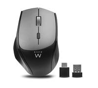 MOUSE WIRELESS EWENT EW3245, Collegamento RF Wireless, Scrolling a Rotella, Risoluzione max 2400 dpi, forma ergonomica, Nero, Grigio