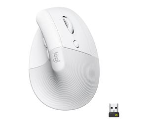 MOUSE WIRELESS LOGITECH LIFT VERTICAL, Collegamento Bluetooth, Ingresso: Otticamente a diodi laser, Scrolling 4 direzioni, Risoluzione max 4000 dpi, forma ergonomica, BIANCO