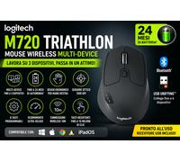Mouse Wireless Logitech M720 Triathlon Bluetooth USB Multi-Device 8 Tasti Progra