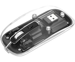 MOUSE WIRELESS MANHATTAN 190268, Collegamento RF Wireless, Scrolling a Rotella, Risoluzione max 1600 dpi, Nero, Trasparente