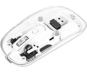 MOUSE WIRELESS MANHATTAN 190275, Collegamento RF Wireless, Scrolling a Rotella, Risoluzione max 1600 dpi, Trasparente, Bianco