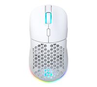 NEWSKILL Mouse da gioco wireless Arakne Elite Ivory, ricevitore nano a 2,4 GHz, illuminazione RGB personalizzabile, sensore ottico, 16000 DPI, 9 pulsanti programmabili, bianco