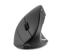 perixx PERIMICE-713R - Mouse verticale wireless ricaricabile, doppia funzione di ricarica cablata e wireless, design a 6 pulsanti, colore nero, design per destrorsi