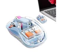 Mouse wireless ricaricabile con controllo del computer, con luce RGB, trasparente, nessun rumore per l'apprendimento e il gioco per soggiorno, dormitorio, biblioteca