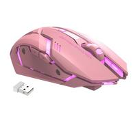 Mouse wireless ricaricabile per PC, mouse da gioco wireless ricaricabile per PC, mousse con luce LED RGB | Mouse ottico USB ergonomico ad alta precisione per giochi desktop e laptop rosa bianco nero