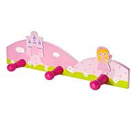 Mousehouse Gifts Appendiabiti e appendini Abiti Triplo da Muro per Bambini con Principessa Rosa Gancio da Parete per la cameretta o la Stanza da Letto di Bambine