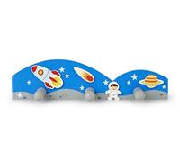 Mousehouse Gifts - appendiabiti in legno con 3 ganci per bambini - tema razzo spaziale