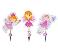 Mousehouse Gifts Set di Tre Ganci appendiabito Ganci a Parete Singoli da Muro in Legno Colorati a Tema Fata deali per Stanza dei Bambini o la Camera da Letto