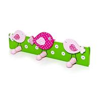 Mousehouse Gufts Ganci appendiabiti a parete porta abiti con gancio triplo per muro rosa con uccello per bambini Gancio per muro per la stanza da letto di bambine