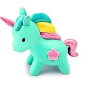 Mousehouse - salvadanaio a forma di unicorno - per bambino/bambina - verde acqua con criniera glitterata e stella rosa - 8 x 20 x 18 cm