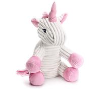 Mousehouse unicorno di peluche in velluto a coste - bianco e rosa - 25 cm (10")
