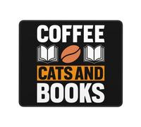 Mousepad, Coffee Cats And Books Tappetino Mouse Lavabile Gaming Tappetino Mouse Antisfilacciamento Tappetino Mouse Pad per Gamers Casa 25X30Cm