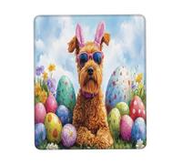 Mousepad, Happy Easter Day Airedale Dog Puppy Dog Tappetino Mouse Gaming Antiscivolo Tappetini per Il Mouse Base in Gomma Mouse Pad per Computer Gaming 25X30Cm