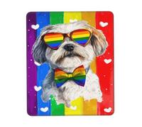 Mousepad, Love Is Love Lhasa Apso Dog Rainbow LGBTQ Pride Tappetini Mouse Base in Gomma Mouse Pad Antisfilacciamento Tappetino Mouse per Notebook Ufficio 25X30Cm