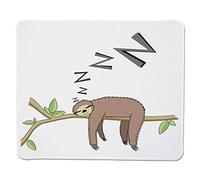 Mousepad Sloth, Arborea Mammifero Dormire sulla filiale in foresta Pigro Mood Riposo Rilassante tema decorativo, Riva cucita Non Slip Rubber